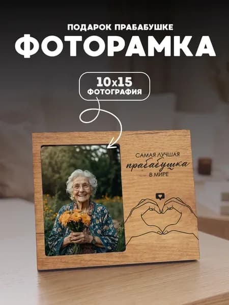 Деревянная фоторамка подарок Прабабушке
