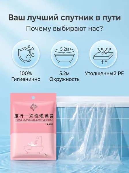 Одноразовая защитная пленка для ванны универсального размера, гигиеническая обёртка для ванн в отелях, безопасная гигиена во время путешествий