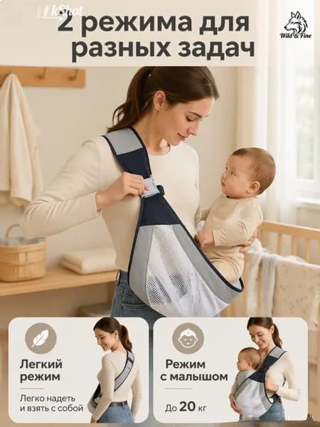 Слинг для переноски новорожденных Кенгуру переноска для детей до 3-х лет Эргорюкзак Хипсит