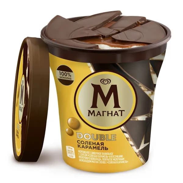 Мороженое сливочное Магнат Double Соленая карамель с кусочками шоколада, 310г