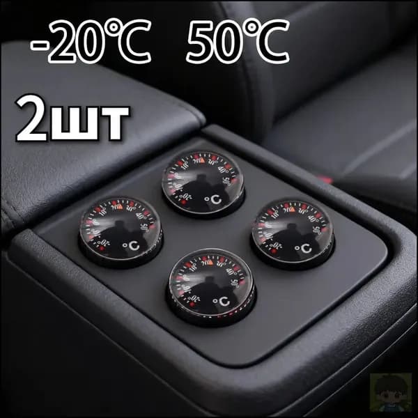 Мини термометр для авто и дома,самоклеющийся(2x2 см), 1/2/4 шт.
