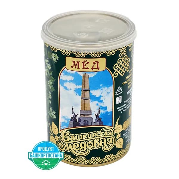Мёд натуральный Башкирский цветочный "Башкирская медовня" 550 гр жестяная банка