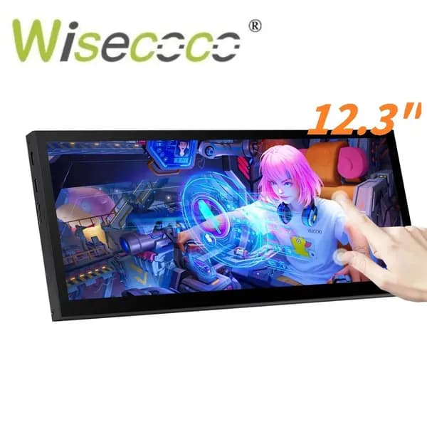 Wisecoco 12.3" Монитор сенсорный экран монитор, IPS 1920x720 растягивается бар ЖК-мини вторичный экран портативный дисплей HDMI для ноутбука ПК температура Aida64 GPU CPU RAM мониторинг (12.3 GB), IPS, 60 Гц, черный матовый, хаки