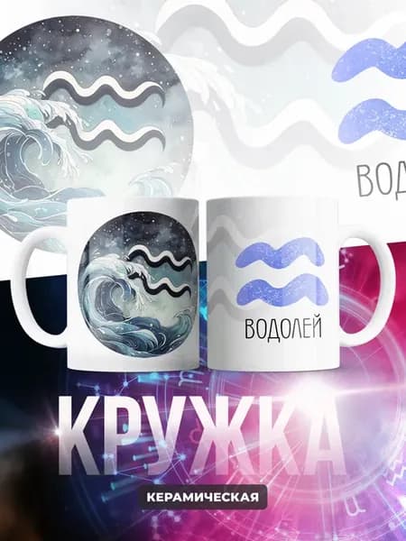 Кружка керамическая 330 мл Знаки Зодиака (Водолей)