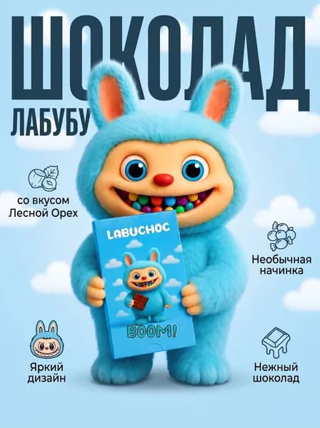Шоколад с начинкой "Лесной орех" Лабубу Labuchoc 75 г