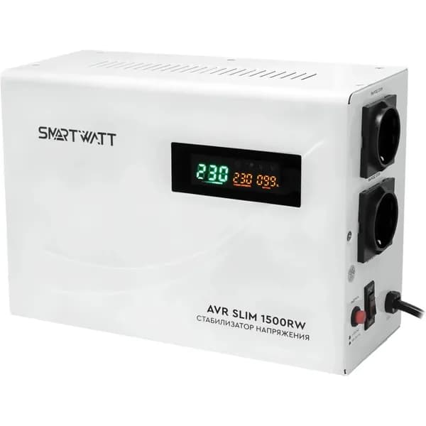 Настенный стабилизатор напряжения SMARTWATT AVR SLIM 1500RW (100W - 260W, 1500VA, 1.5 кВт, 50 Гц, розеток - 2, LED-диспл