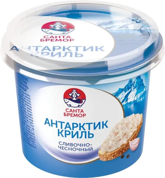 Крем-паста из морепродуктов САНТА БРЕМОР Антарктик-Криль сливочно-чесночный, 150г3 шт.