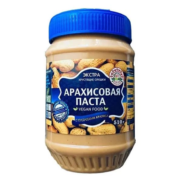 Паста Азбука Продуктов арахисовая с кусочками арахиса 510 г