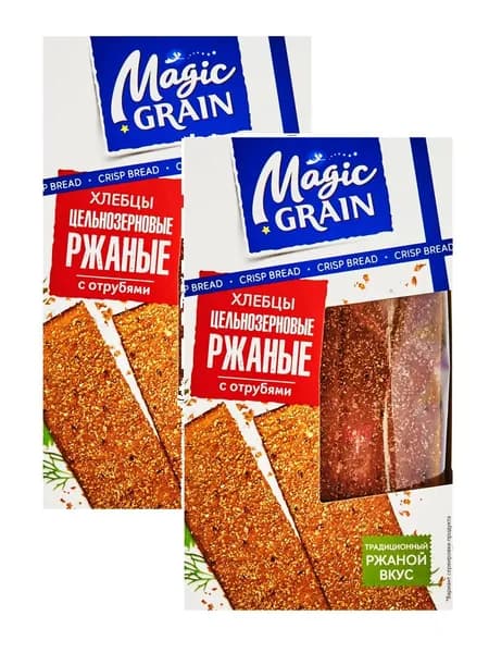 Хлебцы Magic Grain Цельнозерновые ржаные с отрубями, 160 г х 2 шт