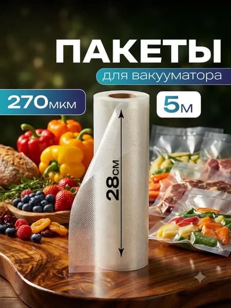 Пакеты для вакууматора рифленые рулон 28х500 см