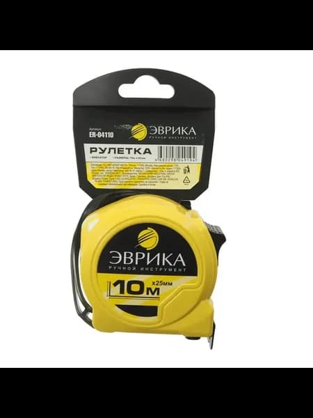 Рулетка на 10м (20мм) жёлтая, пластиковый корпус, ER-04110