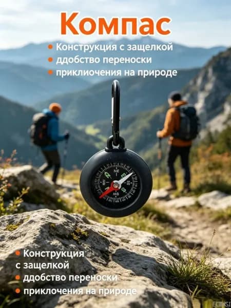 Компас, с карабином, 1 шт