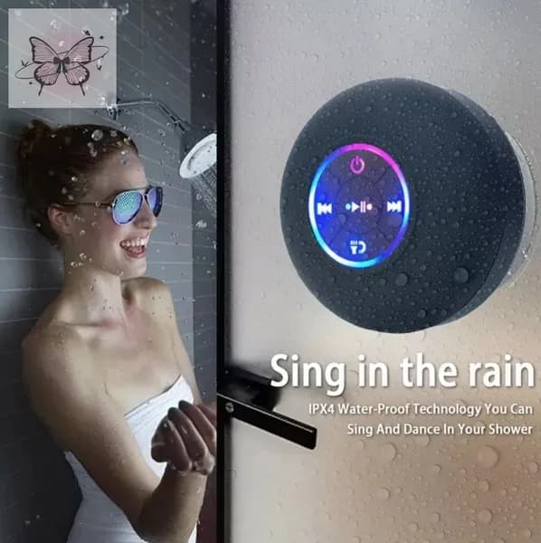 Портативный водонепроницаемый Bluetooth душ динамик с присосом и светодиодным светодиодным 3D - басом