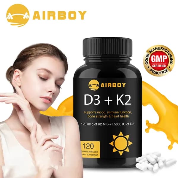 Биологически активная добавка Airboy D3 + K2 - поддерживает настроение, иммунную функцию, прочность костей и здоровье сердца