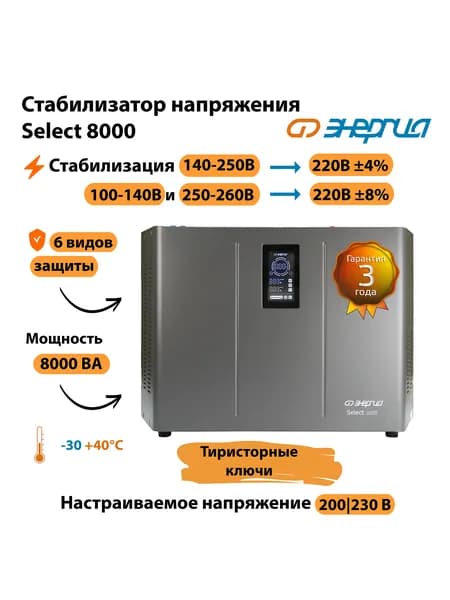 Стабилизатор напряжения Энергия Select 8000