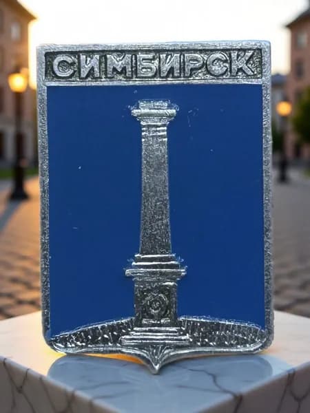 Знак СССР. Герб города Симбирск (Ульяновск), Симбирская губерния. Геральдика. Алюминий. На булавке. Советский значок