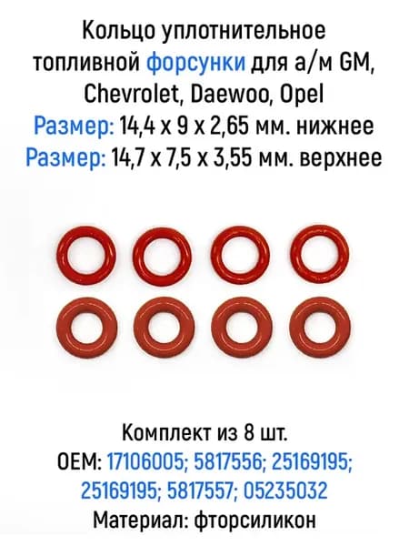 Кольцо форсунки для а м Chevrolet Daewoo Opel (низ и верх)