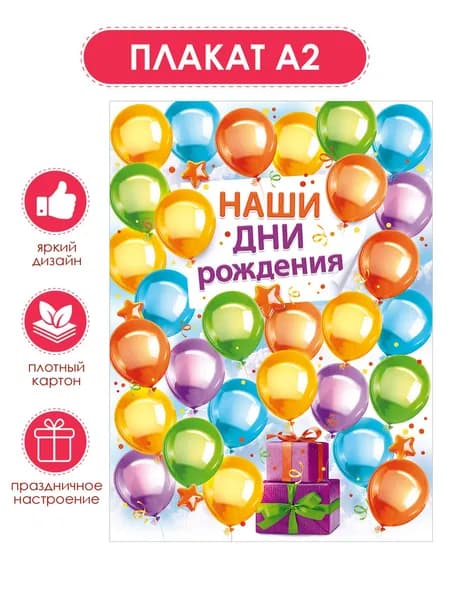 Плакат наши дни рождения для детского сада школы большой А2