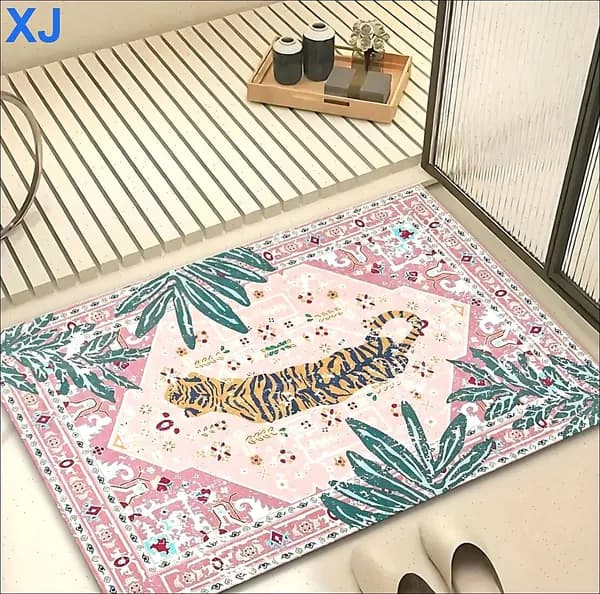 Коврик придверный тигровый узор 50x80 см