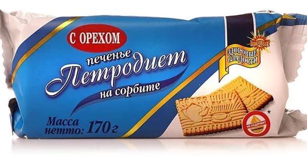 Печенье Петродиет с орехом на сорбите, 170г