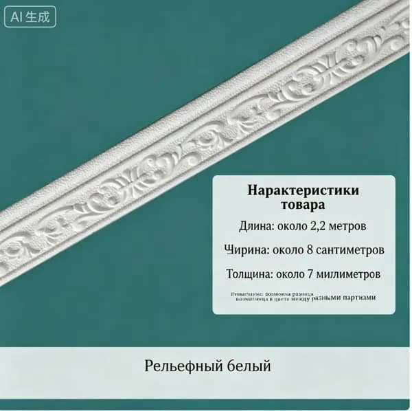 Молдинг на стену и мебель декоративный широкий ПВХдлина 2.3м ширина 8см