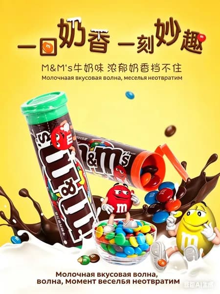 Шоколадные конфеты M&M's в мини-тубах, популярная закуска для просмотра сериалов, молочный шоколад с хрустящей начинкой и арахисом, разноцветные драже