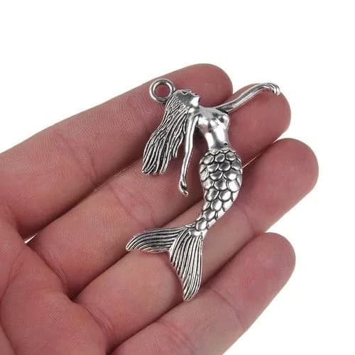 2 шт Подвески-русалки в античном серебре Фурнитура для DIY украшений: серьги, ожерелья, браслеты, брелоки