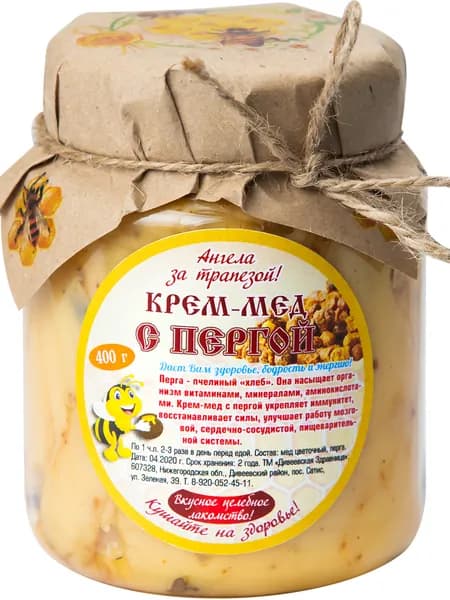 Дивеевская Здравница Крем-мёд натуральный цветочный с Пергой, 400 гр.