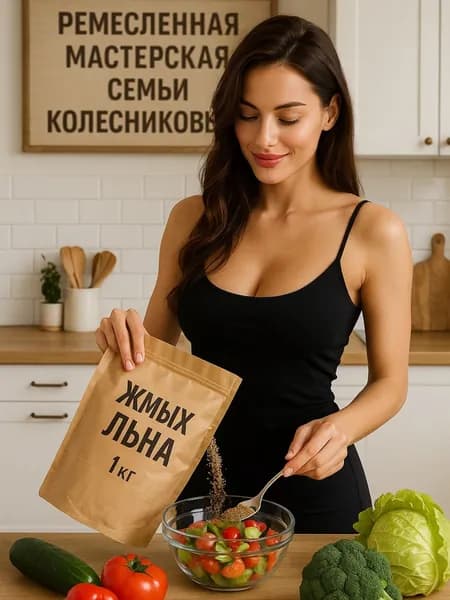 Жмых семян льна после отжима сыродавленного масла - 1000 г