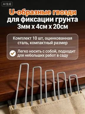 Колышек, скоба садовые200 х 40мм, Нержавеющая сталь, 10 шт