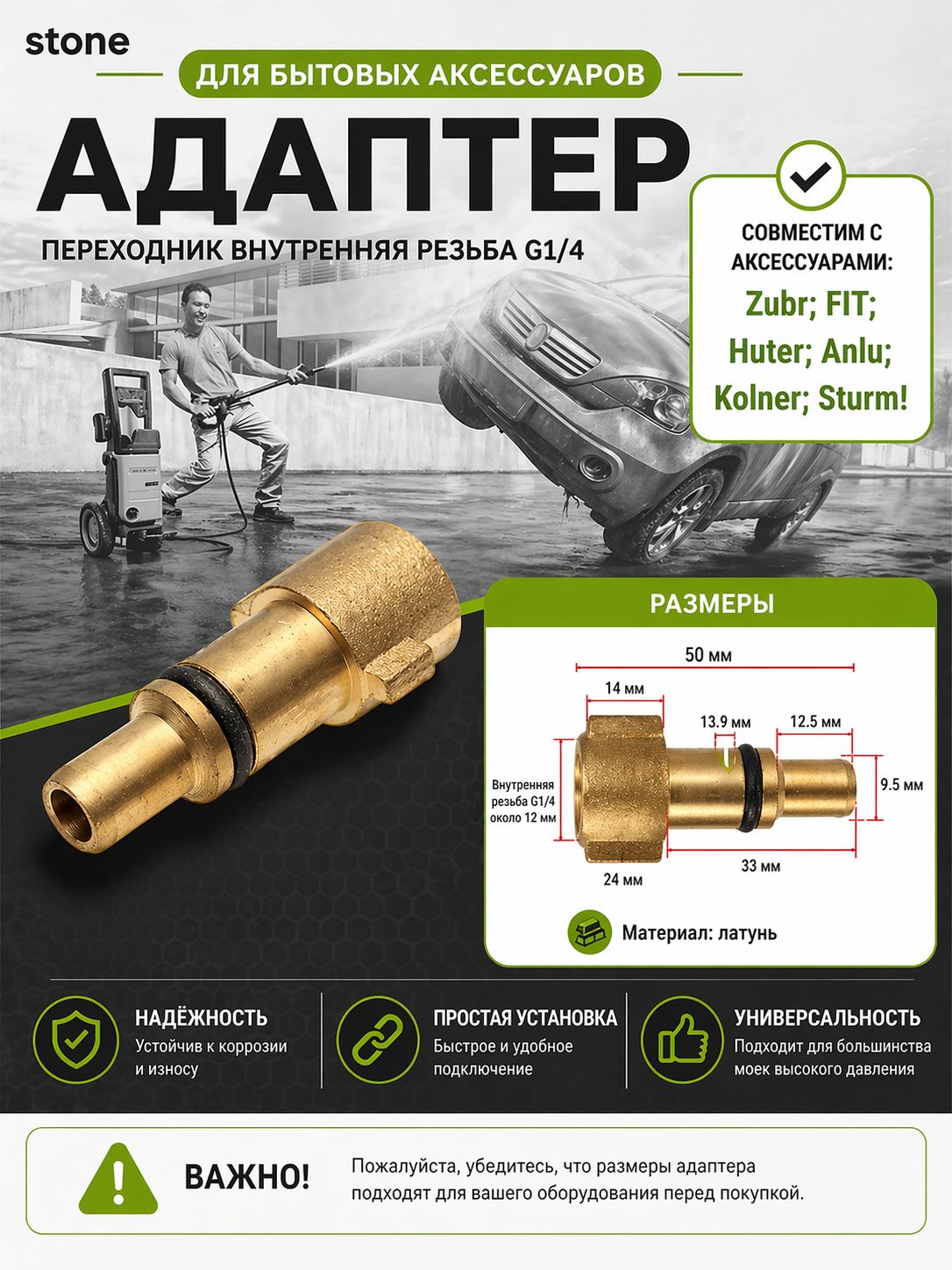 Адаптер для моек высокого давления New Stihl, Nilfisk, Faip, Хутер, Anlu