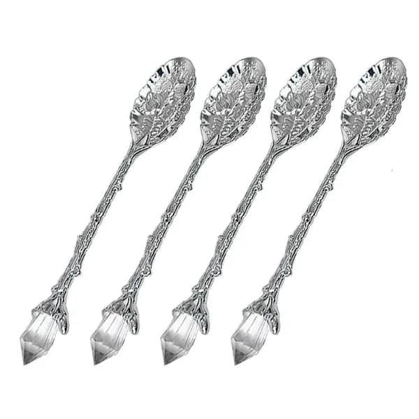 Антикварная ложка из кирсита с хрустальной ручкой, Серебро