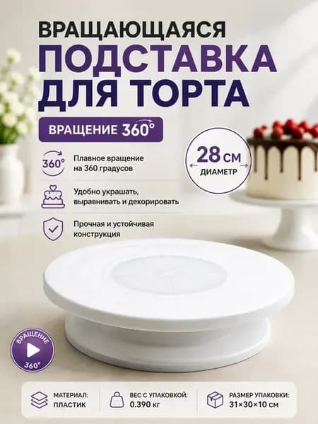 Тортовница вращающаяся для декора тортов 360°