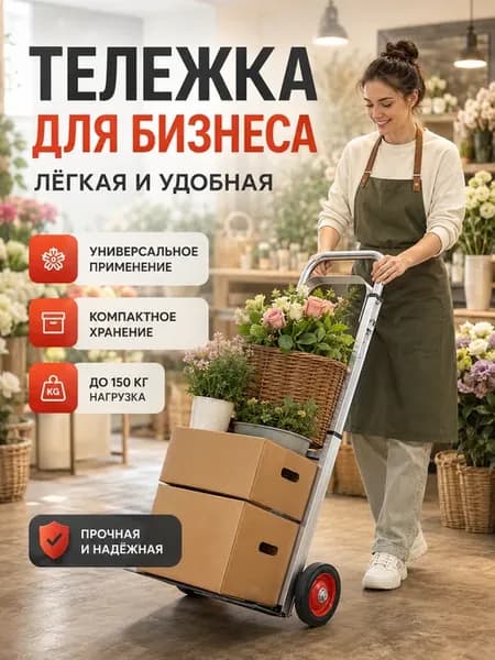 Платформенная тележка складная черная до 260 кг с ремнями