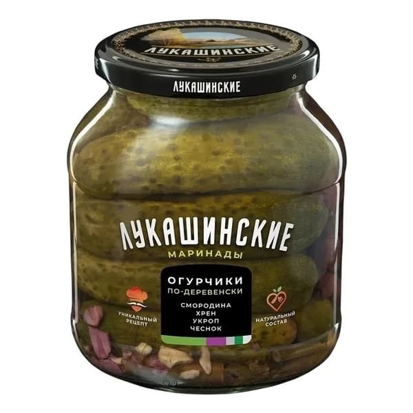 Огурчики Лукашинские С хреном и смородиной 670 г