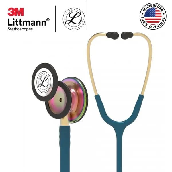 Стетоскоп 3M Littmann Classic III 5807, Rainbow Surface Chime, шланг карибского синего цвета, 69 см, США