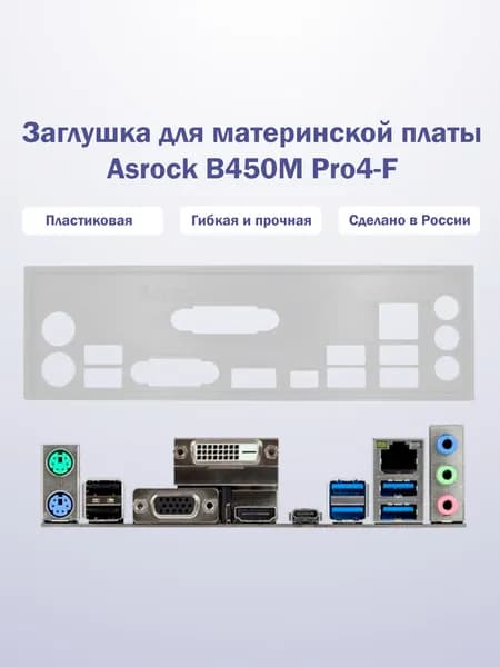 Заглушка для компьютерного корпуса к материнской плате Asrock B450M Pro4-F white
