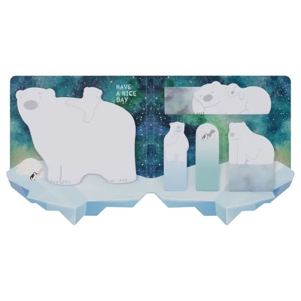 Флажки-закладки и самоклеящиеся блоки в наборе MESHU "Polar Bears", 20л*5 цветов, европодвес (MS_64890)