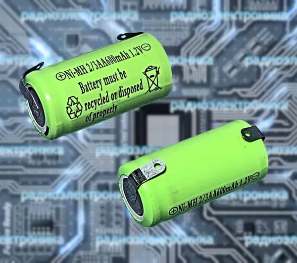 1шт. Аккумулятор с выводами NI-MH 1,2V 2/3AA 29х14,5мм 600mAh