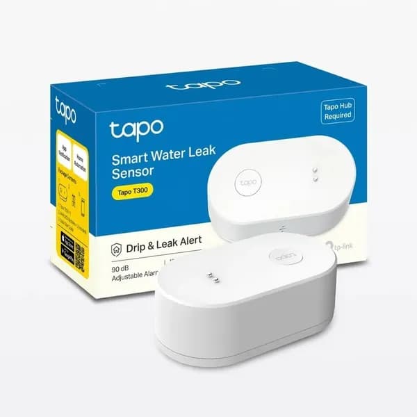 TP-Link Tapo T300 умный датчик утечки воды, Wi-Fi сенсор с быстрым обнаружением протечек, настраиваемая сигнализация 90 дБ, оповещения в приложении (Требуется концентратор Tapo, продается отдельно)