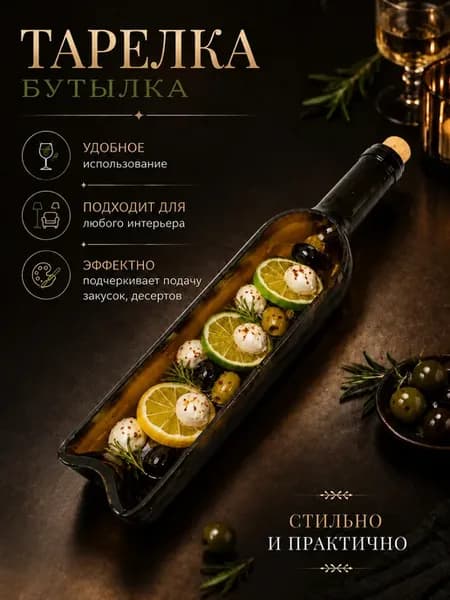 Тарелка бутылка для сервировки