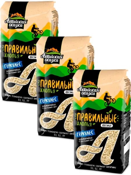 Хлопья Геркулес "Алтайская сказка", 400 г * 3 штуки