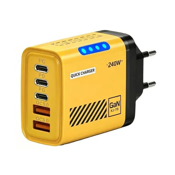 Быстрые USB-C-зарядные устройства с LED-индикатором, Желтый