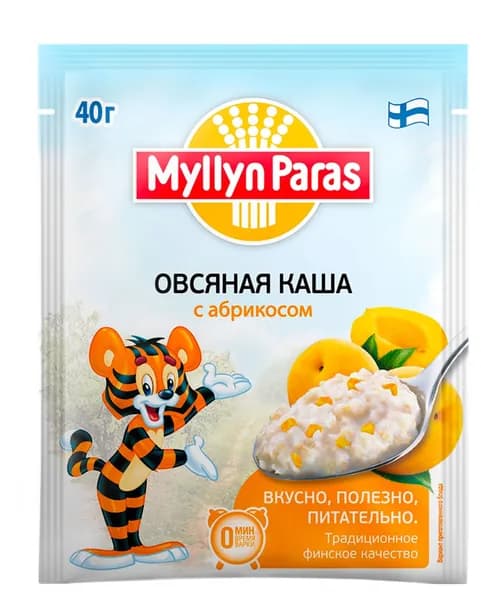 Каша моментального приготовления Myllyn Paras Тигренок Овсяная с абрикосом, 40 г