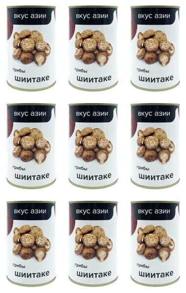 Вкус Азии Грибы консервированные Шиитаке, 400 г, 9 шт /