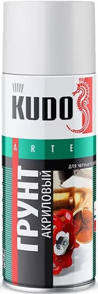KUDO KU- 2102 грунт аэрозольный акриловый для черных и цветных металлов красно-коричневый (0,52л)