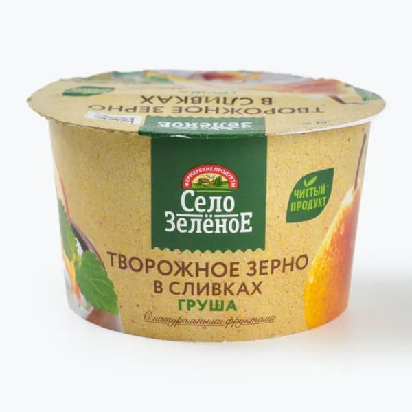 Творожное зерно Груша в сливках 5% 130 г, Село Зеленое