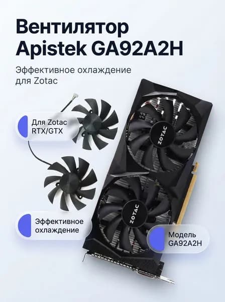 Вентилятор для видеокарты Zotac GA92A2H, 87 мм, 4-pin PWM, для RTX 2060/2070/GTX 1660