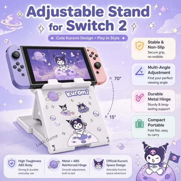 Подставка для Nintendo Switch 2, складная, прочная и антискользящая, удобная для игр и мультимедиа