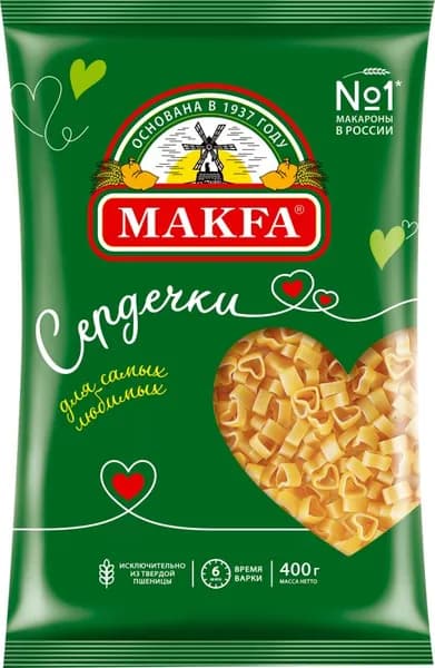 Макароны Makfa Сердечки 400г